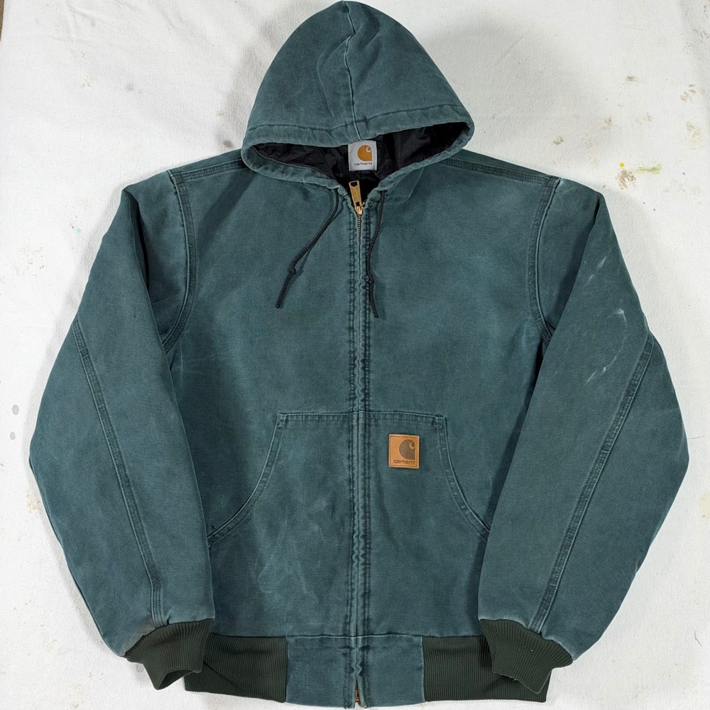 Vintage Carhartt Active Jacket Quilted Lined Duck Canvas Faded Workwear 23x27